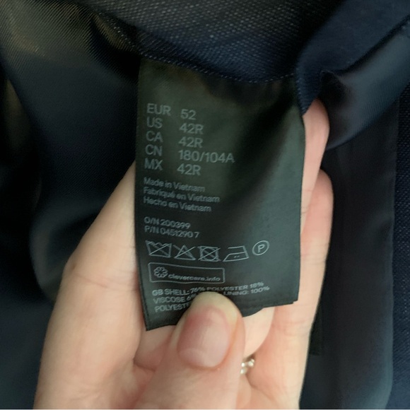 H&M Skinny Fit Navy Blue Suit Jacket - Picture 2 of 5